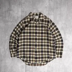 【60s vintage】リネン×コットン　開襟シャツ　チェック　好配色　50s