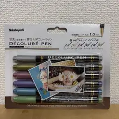 Nakabayashi Decolure Pen 6色セット ナカバヤシ デコルーレペン メタリック 写真デコレーション用