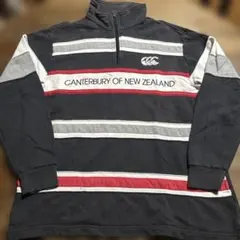 CANterburyカンタベリーストライプ ハーフジップ ラガーシャツMサイズ