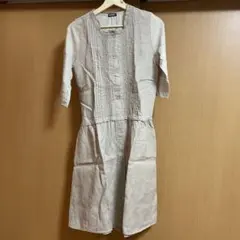 ベージュ シャツワンピース 半袖