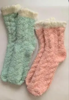 ルームソックス2足セット　ピンク&ミントグリーン ふわふわ　即購入OK