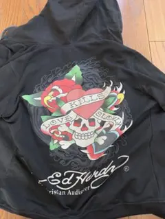 Ed Hardy スカルとバラ ブラックパーカー HOLLYWOODのサムネイル