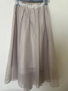 ベージュ フレアロングスカート ゴムウエスト 150cm