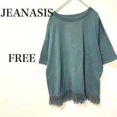 JEANASIS　ジーナシス　フリンジカットソー　裾フリンジ　半袖Tシャツ F