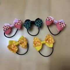 リボンヘアゴム5個セット 鬼滅