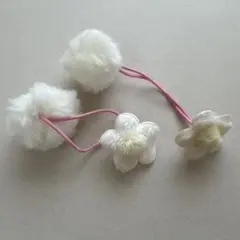 フラワー ポンポン ヘアゴム セット