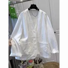 美品✨ yuni haoriジャケット レーヨンリネンナイロン ゆったり 白