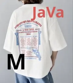 JaVa 韓国レシピ刺繍　ビッグシルエットTシャツ　M
