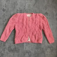 ピンク 厚手　カーディガン　vintage レトロ　森ガール　フェアリーグランジ