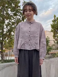 サマンサモスモス 立川限定　リネンシームラインフリルブラウス　ラベンダー