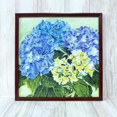 紫陽花 油彩画木製フレーム 約30cm x 40cm - メルカリ