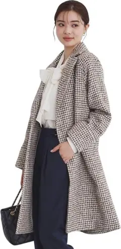 【新品タグ付き】INDEX 洗える　千鳥柄チェスターコート