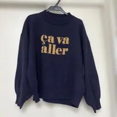 studio CLIP ロゴ入りネイビーニットセーター