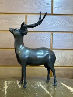 鹿 モチーフ 置物 オブジェ 金属製 インテリア アンティーク調