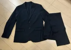 ユニクロ　黒　ブラック　感動ジャケット　パンツ　ウールライク　L 82 スーツ