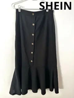 SHEIN 黒 フレアスカート 前面ボタン付き