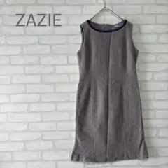 ZAZIE シルク混 ヘリンボーン柄 ノースリーブワンピース