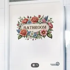 花柄 BATHROOM サイン