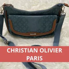 【クリスチャンオリビエ】青いナイロンショルダーバッグ　多機能　2way 撥水