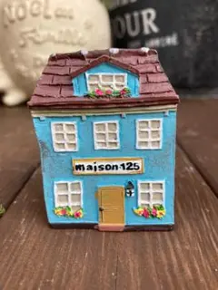 handmade ガーデンハウス オブジェ セメント製 ブルーハウス - メルカリ