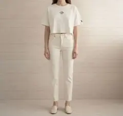 【セット売り】Mサイズ クロップド丈Tシャツ＆ 白デニムパンツSサイズ