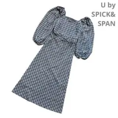 【タグ付】ロングワンピース チェック シャーリング マキシ 春夏 ボリューム袖S