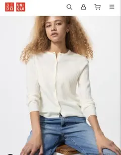 メリノリブクルーネックショートカーディガン