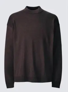 UNIQLO U／メリノブレンド モックネックセーター 春ニット／ダークブラウン