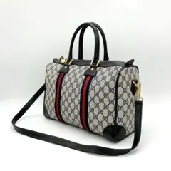 【GUCCI】2wayバッグ　ボストンバッグ　シェリーライン　GGスプリーム