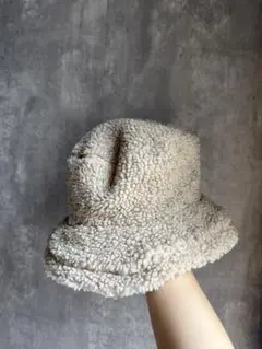 ボア素材 クリーム色 バケットハット