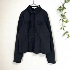 una parte チュール使いミリタリーシャツ 黒 42サイズ ストレッチのサムネイル