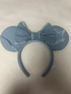 ミニー耳カチューシャ グレー デニム風