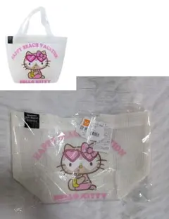 【大特価】ハローキティ 日焼けキティ メッシュトートバッグ ホワイト