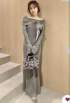 【引っ越しSALE中】fray id オフショルリボンリブニットワンピース