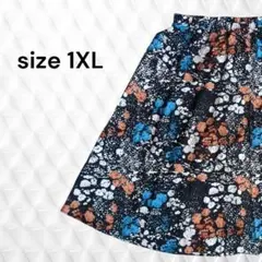 ♡　インポートスカート　1XL　ネイビー　花柄