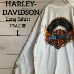 00's ハーレーダビットソンロングTシャツ長袖ファイヤー／スカル　USA古着