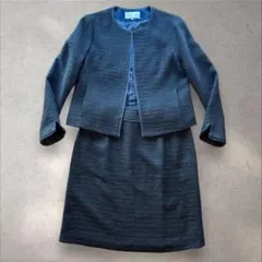 自由区 ツイードスカートスーツ 濃紺 ラメ 仕事 セレモニー 入学式 卒業式