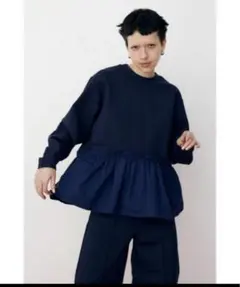 HeRIN.CYE ヘリンドットサイ　フリルカットソー　ネイビー　【美品】のサムネイル