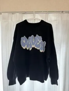 PUBLUX ブラック グラフィックニットセーター