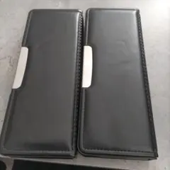 黒の合成皮革製二つ折り筆箱