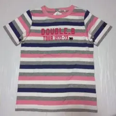 【新品】140★ミキハウスダブルB★B子ちゃん刺繍！ロゴプリントボーダーＴシャツ