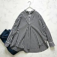 ジャーナルスタンダード　バンドカラー スキッパー シャツ レースアップ ギンガム