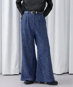 Ellno Loset コードレースフレアパンツ ブルー XSサイズ