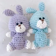 手洗い◎ 赤ちゃんにも優しいコットン素材の　鈴入ラトル　うさぎ　スカイブルー