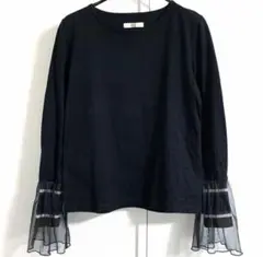 【美品】NON TOKYO フリルロングスリーブTシャツ ブラック