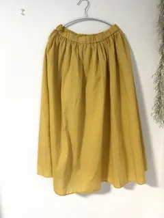 フレアスカート ロングスカート マスタードイエロー ゆったりサイズ　M