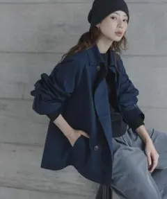新品◆撥水ショートトレンチコート《NAVY：38》◆サニーレーベル
