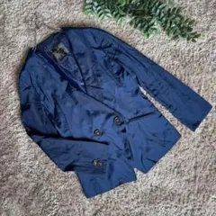 CECIL McBEE テーラードジャケット 軽量 薄手 ネイビー 光沢感 M