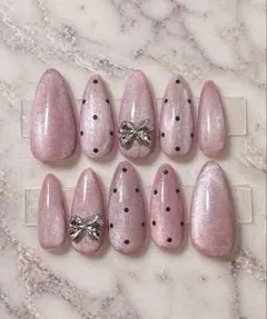 ネイルチップ ピンク ドット マグネットネイル ワンホン スナ系