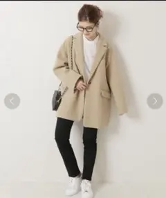 スピックアンドスパン　W/Nyモッサジャケットライクコート　ベージュ　36